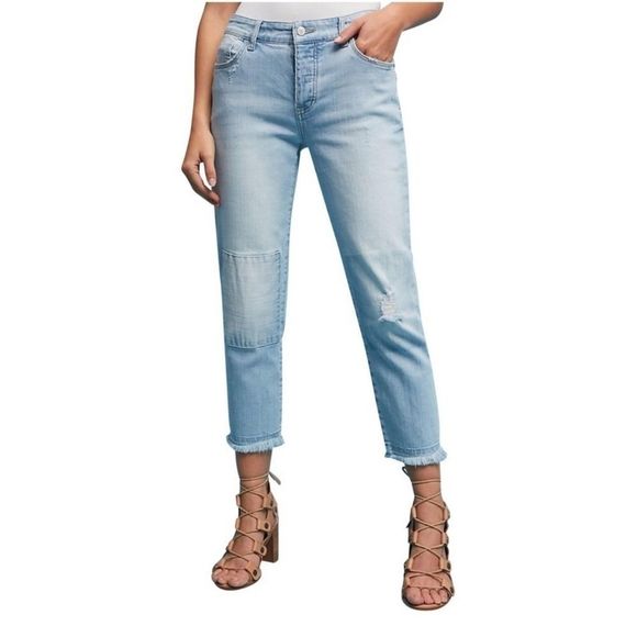 Pilcro & The Letterpress Hyphen Boyfriend Cropped Jeans Raw Hem Size 25 - Picture 2 of 11